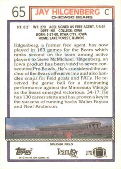 1992 Topps #65 Jay Hilgenberg Back