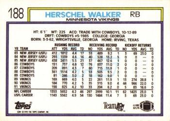 1992 Topps #188 Herschel Walker Back