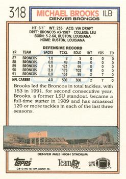 1992 Topps #318 Michael Brooks Back
