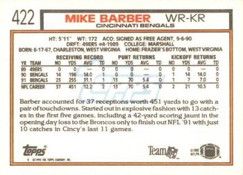 1992 Topps #422 Mike Barber Back