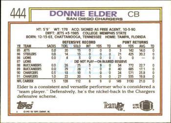 1992 Topps #444 Donnie Elder Back