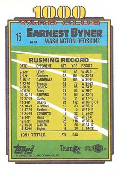 1992 Topps - 1000 Yard Club #15 Earnest Byner Back