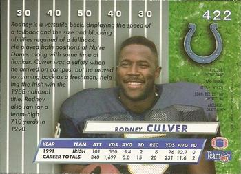 1992 Ultra #422 Rodney Culver Back