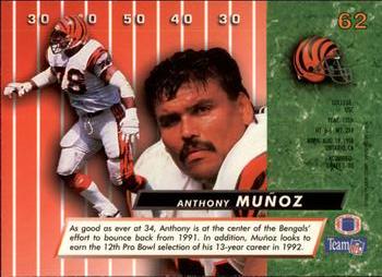 1992 Ultra #62 Anthony Munoz Back
