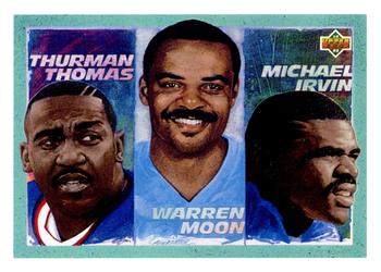 1992 Upper Deck #311 Season Leaders Checklist (Thurman Thomas / Warren Moon / Michael Irvin) Front