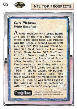 1992 Upper Deck - Gold #G2 Carl Pickens Back