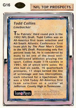 1992 Upper Deck - Gold #G16 Todd Collins Back