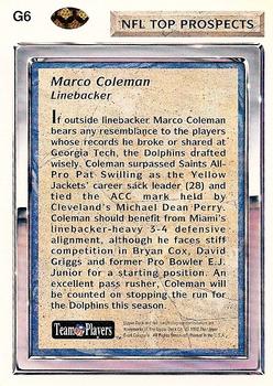 1992 Upper Deck - Gold #G6 Marco Coleman Back