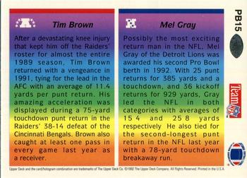 1992 Upper Deck - Pro Bowl #PB15 Tim Brown / Mel Gray Back
