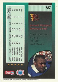 1992 Wild Card #157 Donnell Thompson Back