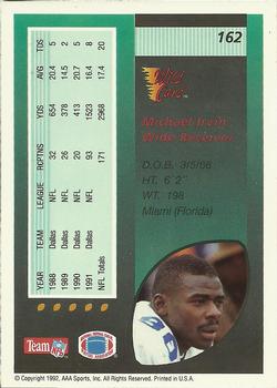 1992 Wild Card #162 Michael Irvin Back