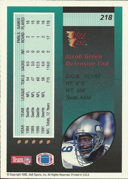 1992 Wild Card #218 Jacob Green Back