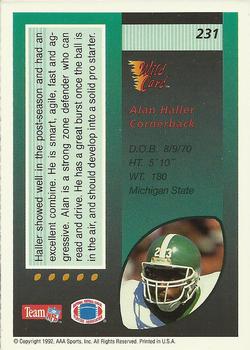 1992 Wild Card #231 Alan Haller Back