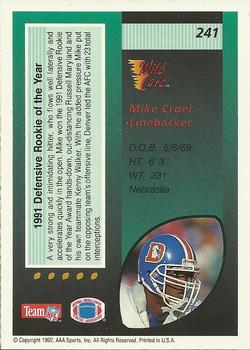 1992 Wild Card #241 Mike Croel Back