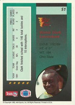1992 Wild Card #51 Vinnie Clark Back