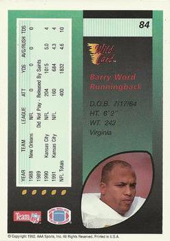 1992 Wild Card #84 Barry Word Back