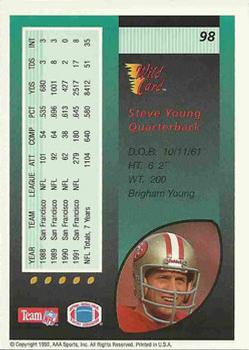 1992 Wild Card #98 Steve Young Back