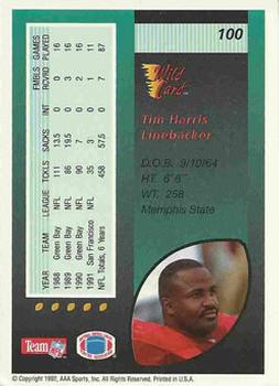 1992 Wild Card #100 Tim Harris Back