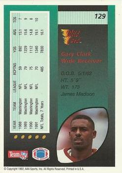 1992 Wild Card #129 Gary Clark Back