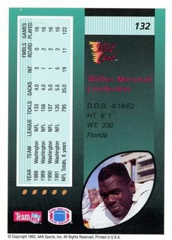 1992 Wild Card #132 Wilber Marshall Back