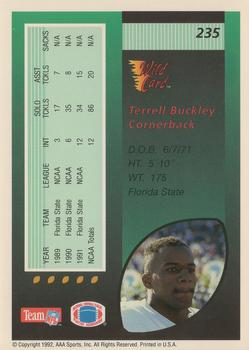 1992 Wild Card #235 Terrell Buckley Back