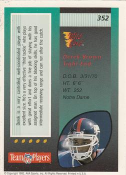 1992 Wild Card #352 Derek Brown Back