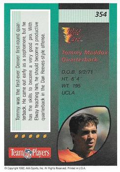 1992 Wild Card #354 Tommy Maddox Back