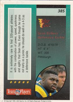 1992 Wild Card #385 Sean Gilbert Back