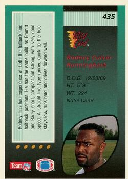 1992 Wild Card #435 Rodney Culver Back