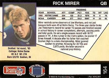 1993 Action Packed #164 Rick Mirer Back