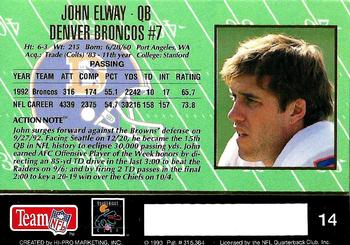 1993 Action Packed #14 John Elway Back