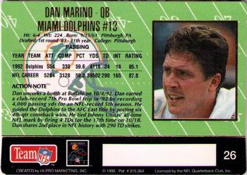 1993 Action Packed #26 Dan Marino Back