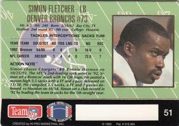 1993 Action Packed #51 Simon Fletcher Back