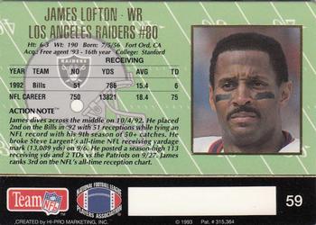 1993 Action Packed #59 James Lofton Back