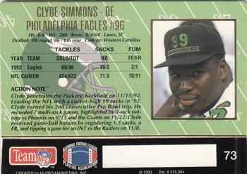 1993 Action Packed #73 Clyde Simmons Back