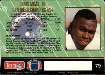 1993 Action Packed #79 Chris Mims Back