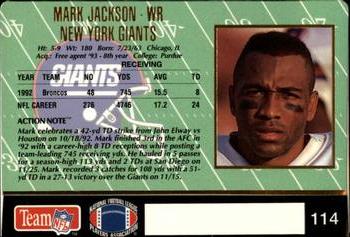 1993 Action Packed #114 Mark Jackson Back