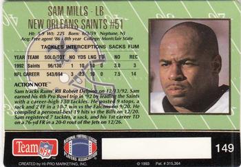 1993 Action Packed #149 Sam Mills Back