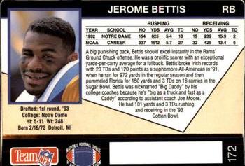 1993 Action Packed #172 Jerome Bettis Back