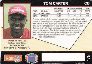 1993 Action Packed #178 Tom Carter Back