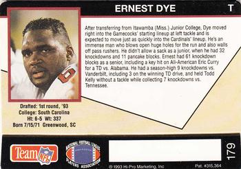 1993 Action Packed #179 Ernest Dye Back