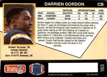 1993 Action Packed #183 Darrien Gordon Back