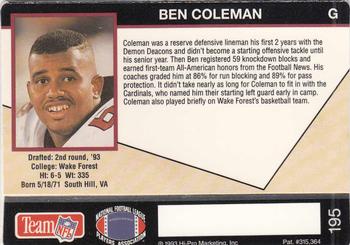 1993 Action Packed #195 Ben Coleman Back