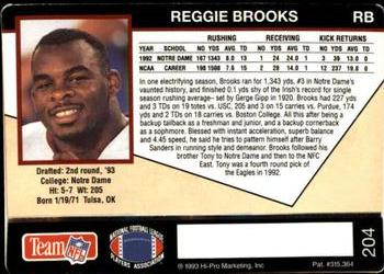 1993 Action Packed #204 Reggie Brooks Back