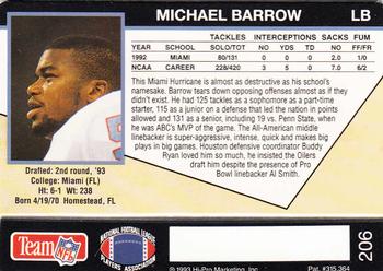 1993 Action Packed #206 Micheal Barrow Back