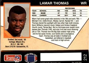1993 Action Packed #212 Lamar Thomas Back