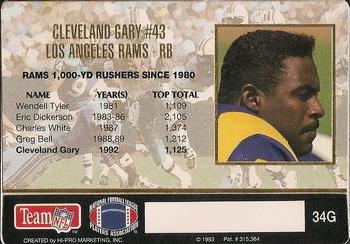 1993 Action Packed - 24K Gold #34G Cleveland Gary Back