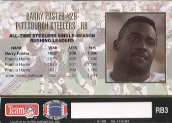 1993 Action Packed - 1000 Yd Rushers #RB3 Barry Foster Back