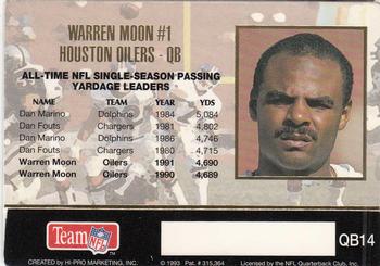 1993 Action Packed - Quarterback Club #QB14 Warren Moon Back
