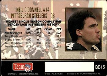 1993 Action Packed - Quarterback Club #QB15 Neil O'Donnell Back